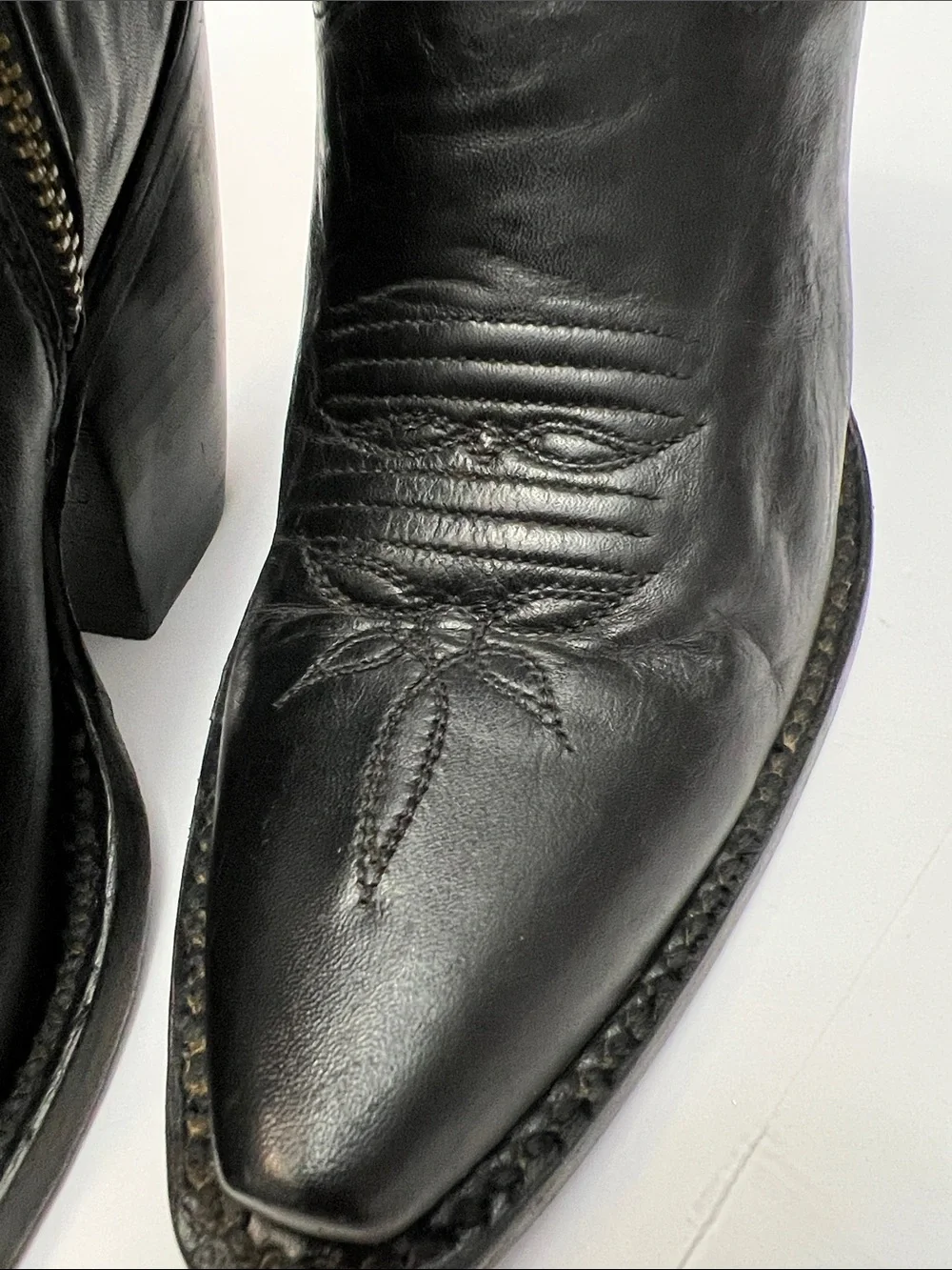 Dan Post Black Over-the-Knee Western Zip Boots with Embroidered Panels